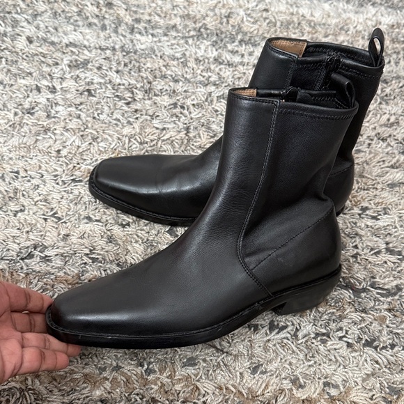 Madewell The Idris Ankle Sleek Black Leather Boots sz 7 - Picture 5 of 12